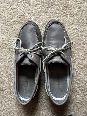 Timberland Men's Classic Boat 2-Eye Shoes in Grey Leather Size 11